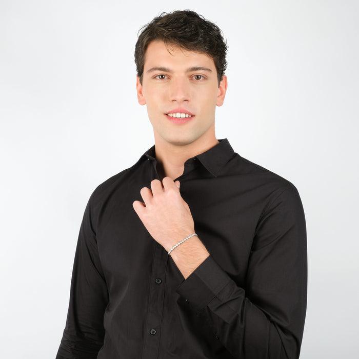 MEN'S TENNIS BRACELET IN STEEL WITH WHITE CRYSTALS