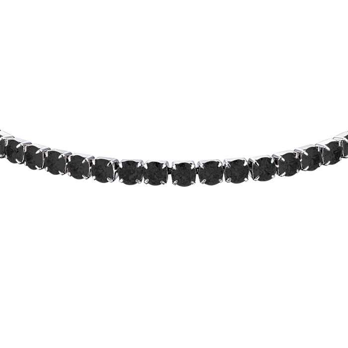BRACCIALE TENNIS UOMO IN ACCIAIO CON CRISTALLI NERI