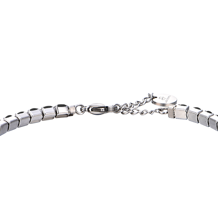 BRACCIALE TENNIS UOMO IN ACCIAIO CON CRISTALLI NERI