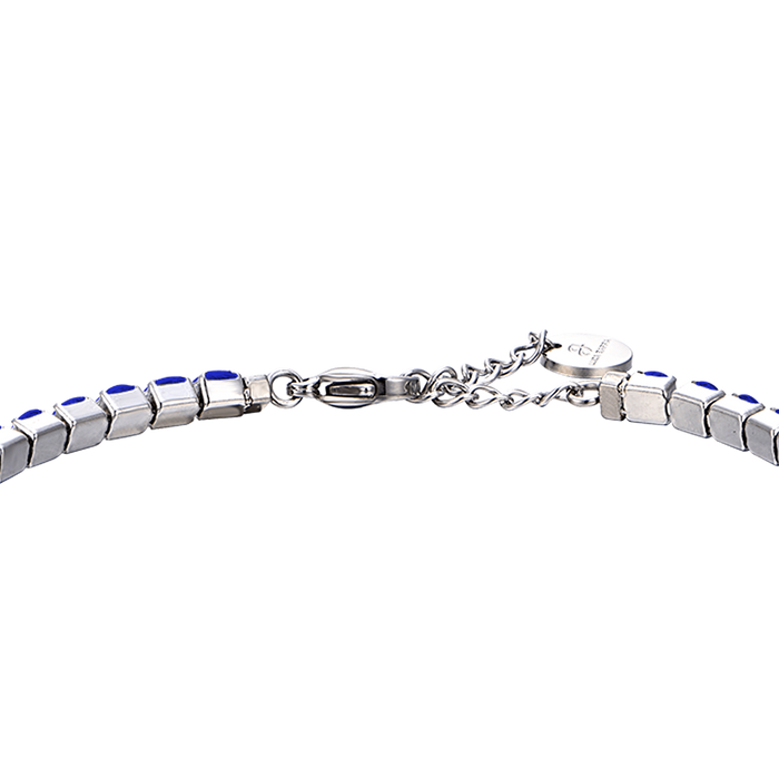 BRACCIALE TENNIS UOMO IN ACCIAIO CON CRISTALLI BLU