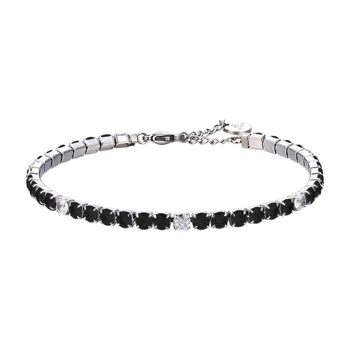 MEN'S TENNIS BRACELET IN STEEL WITH BLACK AND WHITE CRYSTALS