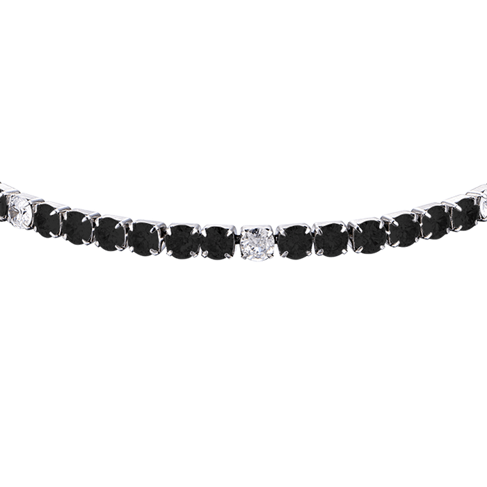 MEN'S TENNIS BRACELET IN STEEL WITH BLACK AND WHITE CRYSTALS