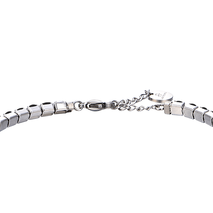 MEN'S TENNIS BRACELET IN STEEL WITH BLACK AND WHITE CRYSTALS