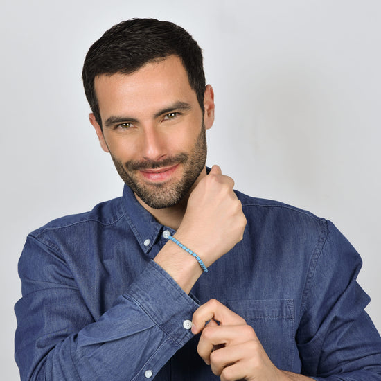 MEN'S BRACELET IN STEEL WITH TURQUOISE STONES