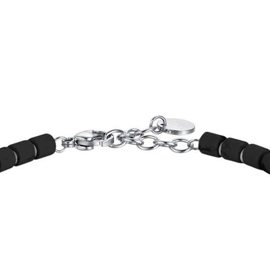 BRACCIALE UOMO IN ACCIAIO CON PIETRE NERE