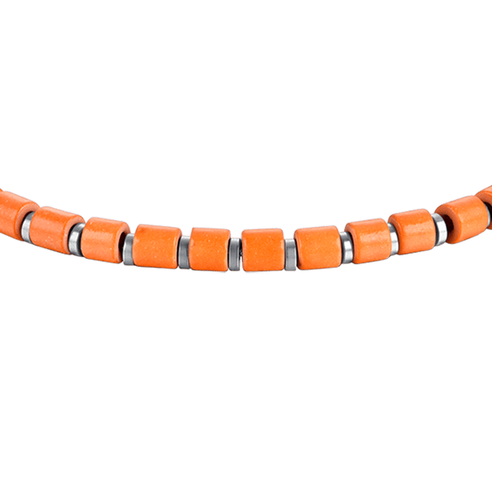 BRACELET HOMME EN ACIER AVEC PIERRES ORANGES