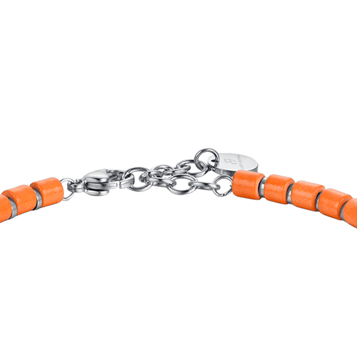 BRACELET HOMME EN ACIER AVEC PIERRES ORANGES