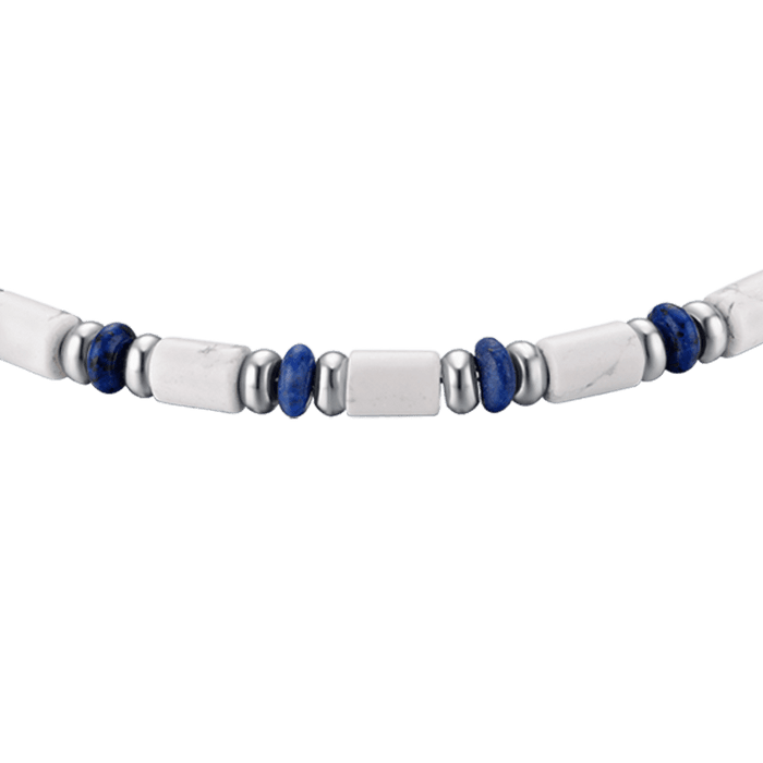 BRACCIALE UOMO IN ACCIAIO CON PIETRE BIANCHE E BLU
