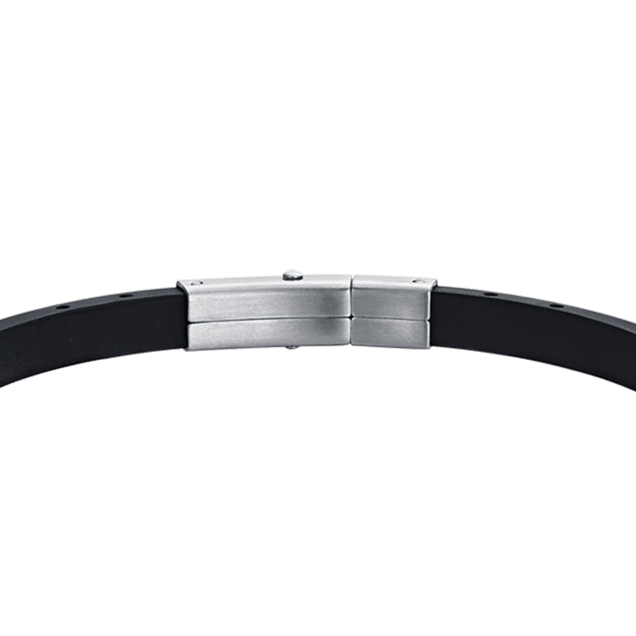 BRACCIALE UOMO IN SILICONE NERO CON ELEMENTI IN ACCIAIO IP NERO E IP GOLD