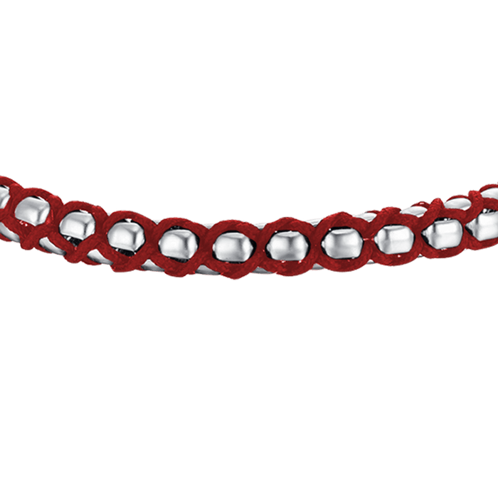 BRACCIALE UOMO IN ACCIAIO CON CORDA ROSSA