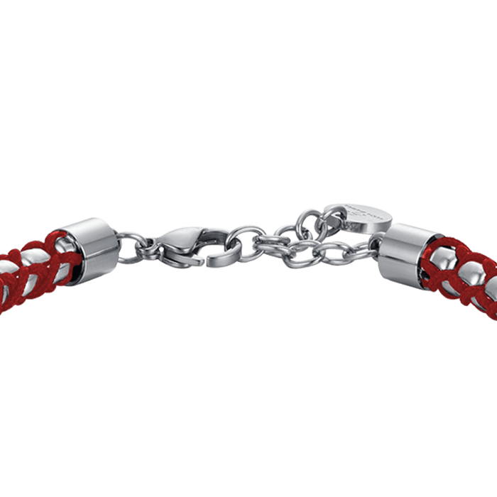 BRACCIALE UOMO IN ACCIAIO CON CORDA ROSSA