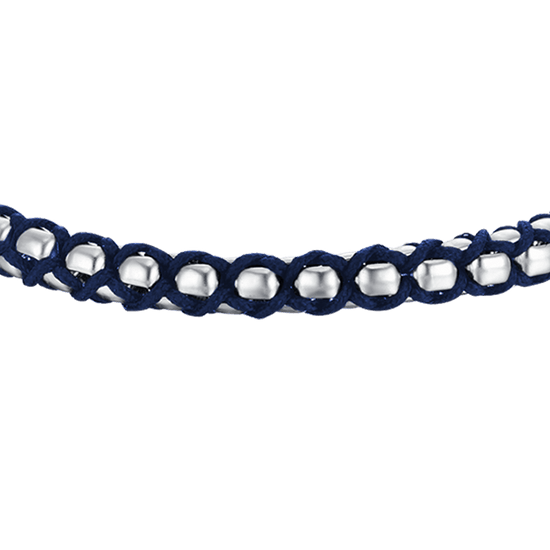 BRACCIALE UOMO IN ACCIAIO CON CORDA BLU