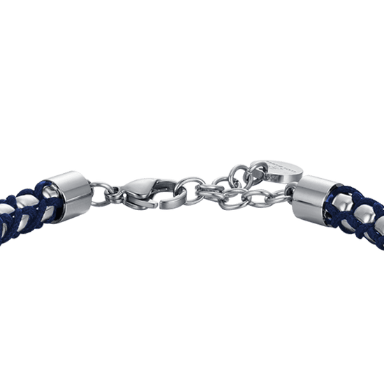 BRACCIALE UOMO IN ACCIAIO CON CORDA BLU