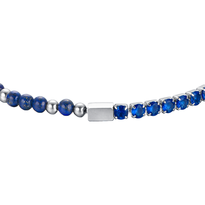 BRACCIALE UOMO IN ACCIAIO CON CRISTALLI BLU E PIETRE BLU