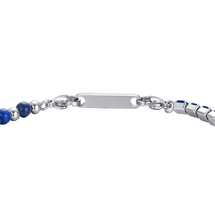 BRACCIALE UOMO IN ACCIAIO CON CRISTALLI BLU E PIETRE BLU