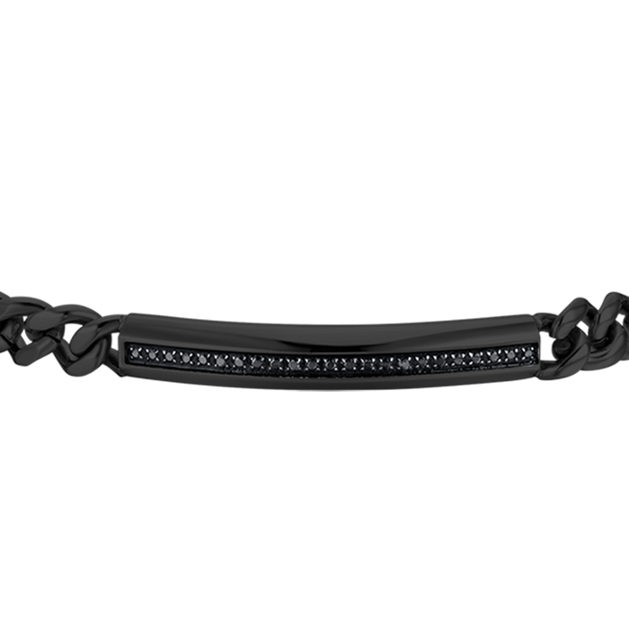 BRACCIALE UOMO IN ACCIAIO IP NERO CON ELEMENTO CON CRISTALLI NERI