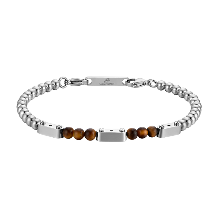 MEN'S BRACELET IN STEEL WITH TIGER'S EYE STONES