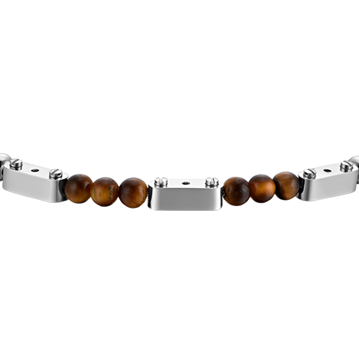 MEN'S BRACELET IN STEEL WITH TIGER'S EYE STONES
