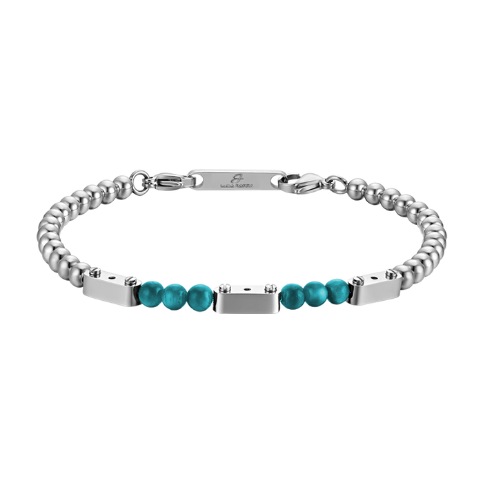 MEN'S BRACELET IN STEEL WITH TURQUOISE STONES
