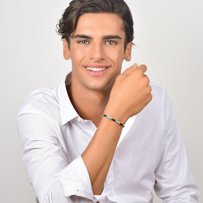 MEN'S BRACELET IN STEEL WITH TURQUOISE STONES