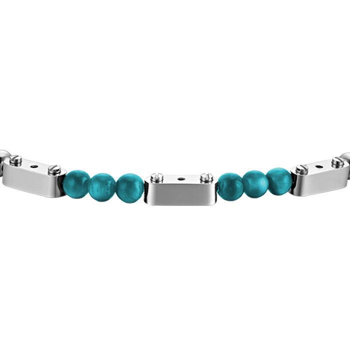 MEN'S BRACELET IN STEEL WITH TURQUOISE STONES