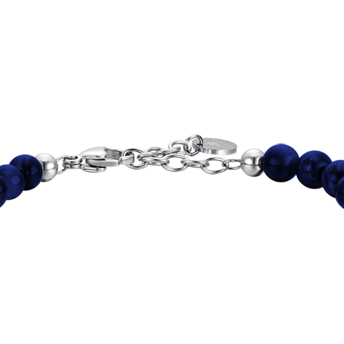 BRACCIALE UOMO IN ACCIAIO CON PIETRE BLU ED ELEMENTI IN ACCIAIO
