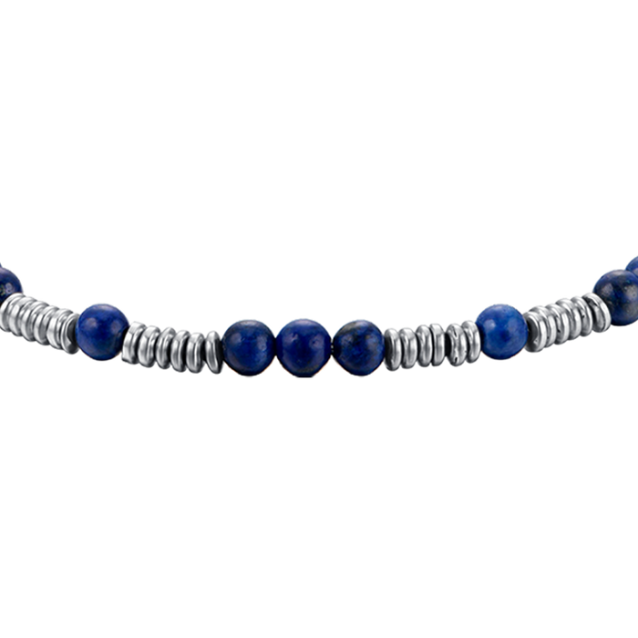 BRACCIALE UOMO IN ACCIAIO CON PIETRE BLU ED ELEMENTI IN ACCIAIO
