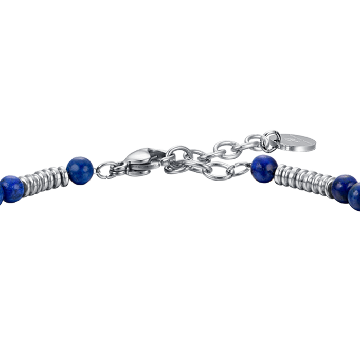 BRACCIALE UOMO IN ACCIAIO CON PIETRE BLU ED ELEMENTI IN ACCIAIO