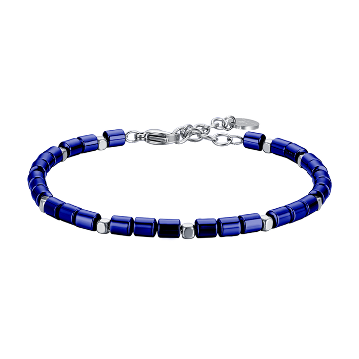 BRACCIALE UOMO IN ACCIAIO CON EMATITE BLU E SILVER