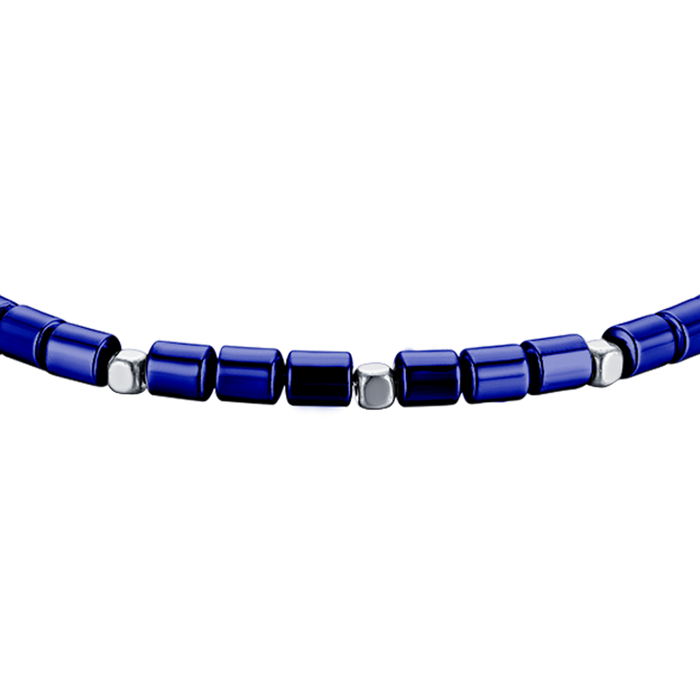 BRACCIALE UOMO IN ACCIAIO CON EMATITE BLU E SILVER