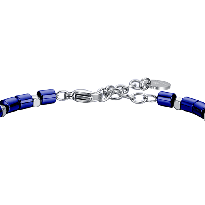 BRACCIALE UOMO IN ACCIAIO CON EMATITE BLU E SILVER