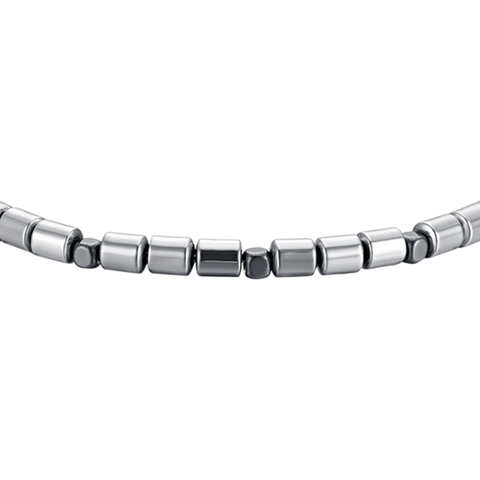BRACCIALE UOMO IN ACCIAIO CON EMATITE SILVER E NERA