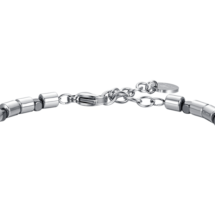 BRACCIALE UOMO IN ACCIAIO CON EMATITE SILVER E NERA
