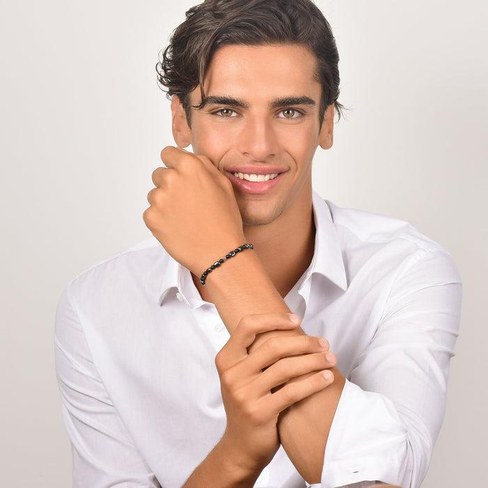 BRACCIALE UOMO IN ACCIAIO CON EMATITE IP GUN E NERA