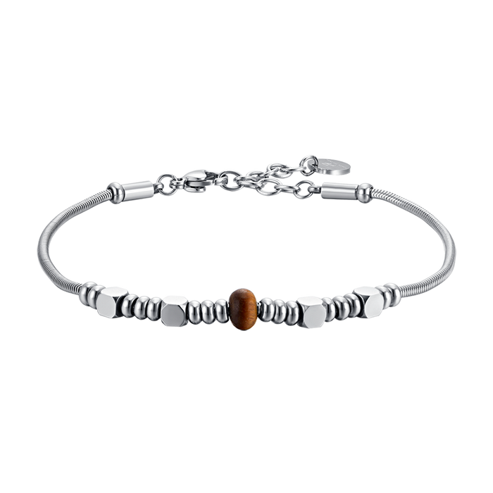 MEN'S BRACELET IN STEEL WITH TIGER'S EYE STONES