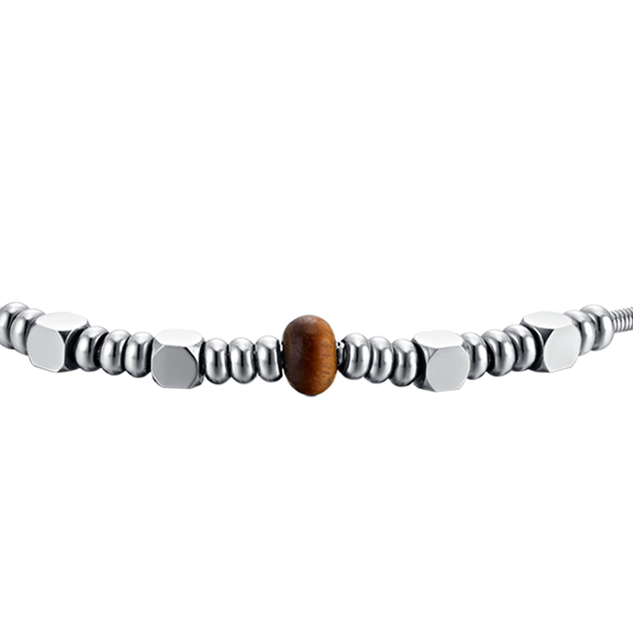 MEN'S BRACELET IN STEEL WITH TIGER'S EYE STONES