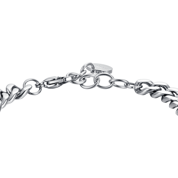 BRACCIALE UOMO IN ACCIAIO CON ELEMENTO IN CUOIO NERO
