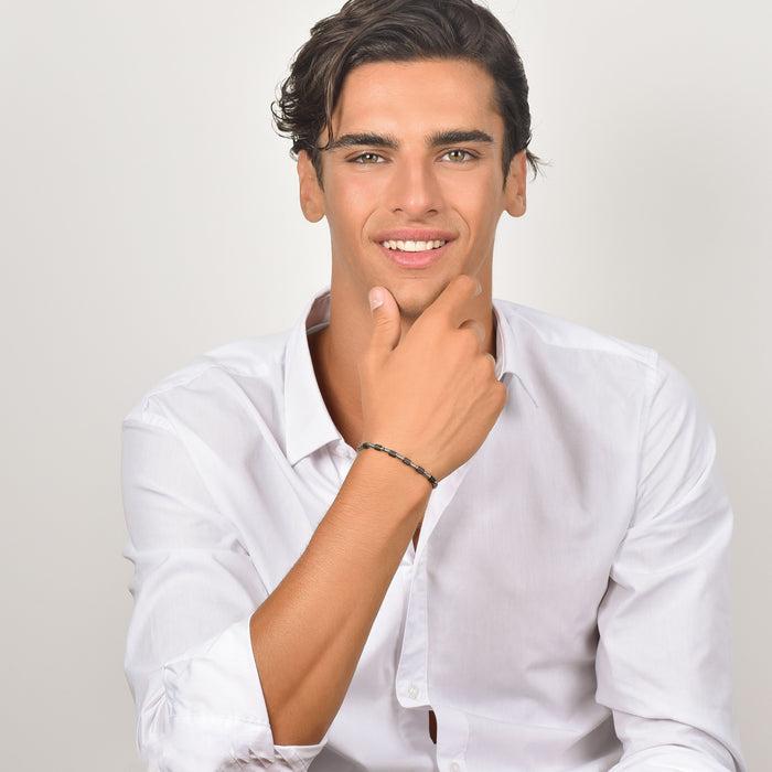 BRACCIALE UOMO IN ACCIAIO CON ELEMENTI IP NERO