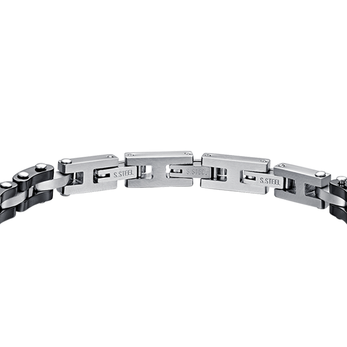 BRACELET HOMME EN ACIER AVEC CÉRAMIQUE NOIRE