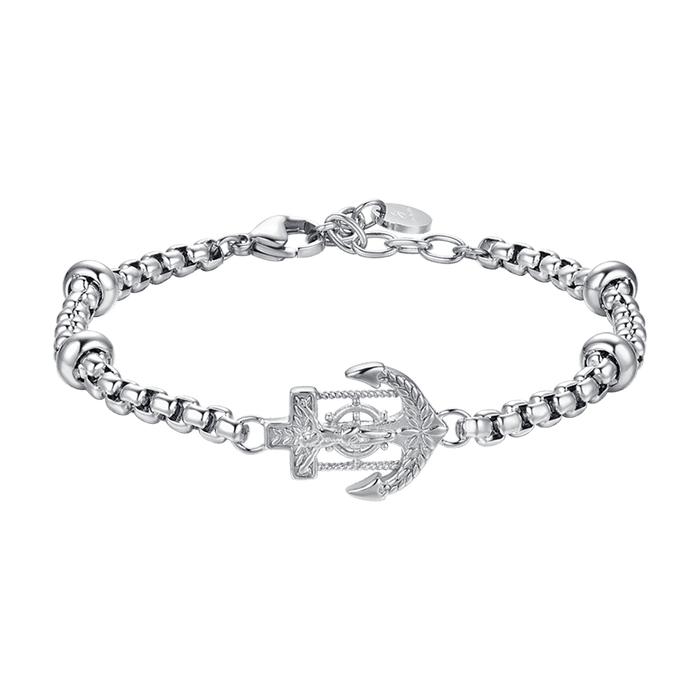 BRACCIALE UOMO IN ACCIAIO ANCORA CON CROCEFISSO