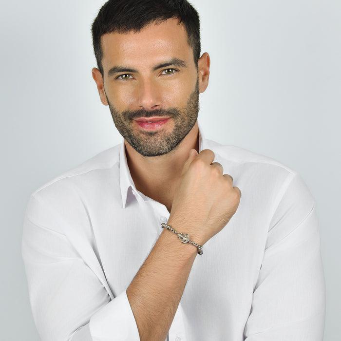 BRACCIALE UOMO IN ACCIAIO ANCORA CON CROCEFISSO