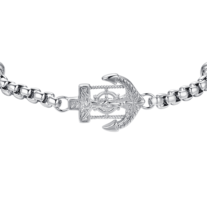 BRACCIALE UOMO IN ACCIAIO ANCORA CON CROCEFISSO