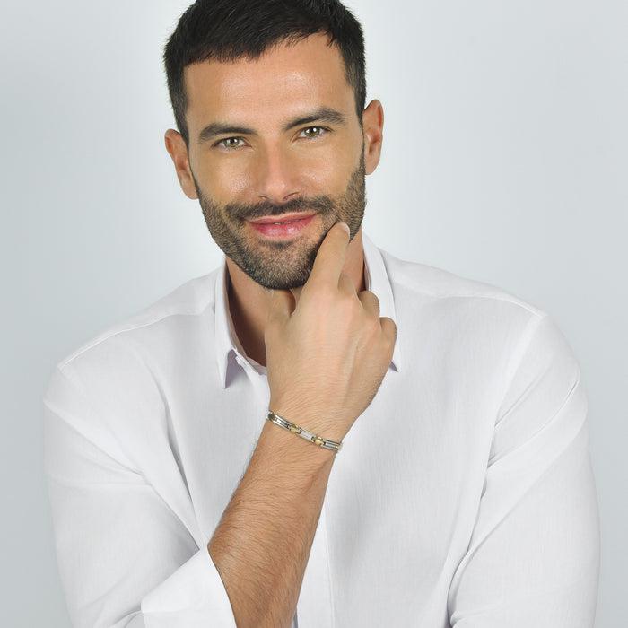 BRACCIALE UOMO IN ACCIAIO CON CROCI IP GOLD