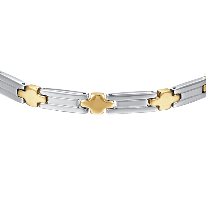 BRACCIALE UOMO IN ACCIAIO CON CROCI IP GOLD
