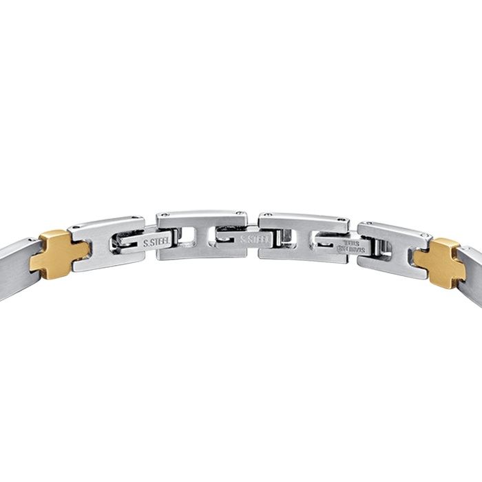 BRACCIALE UOMO IN ACCIAIO CON CROCI IP GOLD
