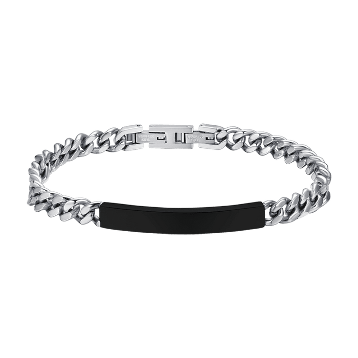 MEN'S BRACELET IN STEEL WITH SILVER PLATE BLACK IP