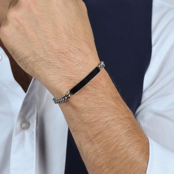 MEN'S BRACELET IN STEEL WITH SILVER PLATE BLACK IP