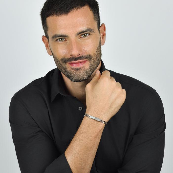 MEN'S BRACELET IN STEEL WITH SILVER PLATE