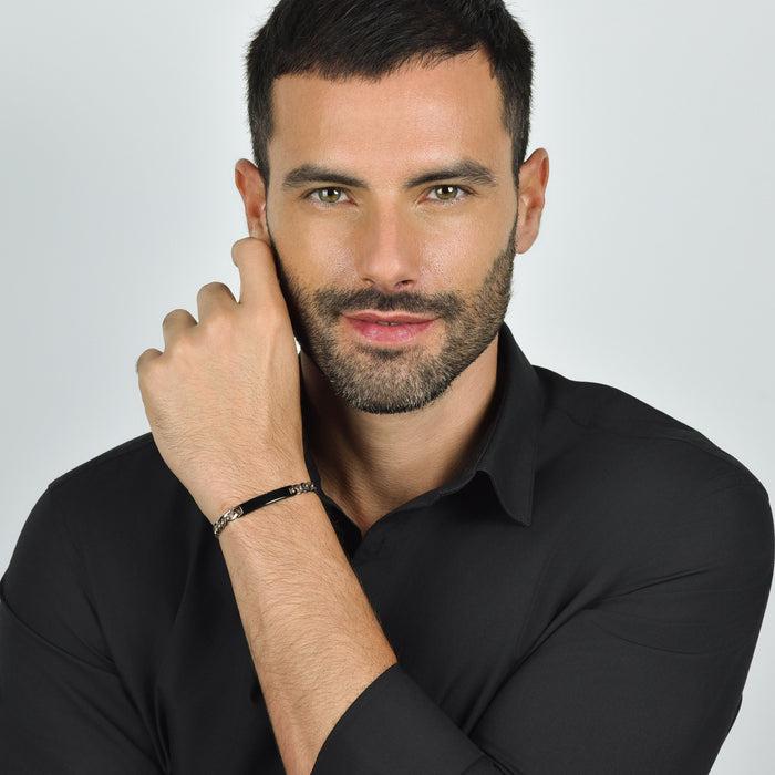 MEN'S BRACELET IN STEEL WITH BLACK IP PLATE