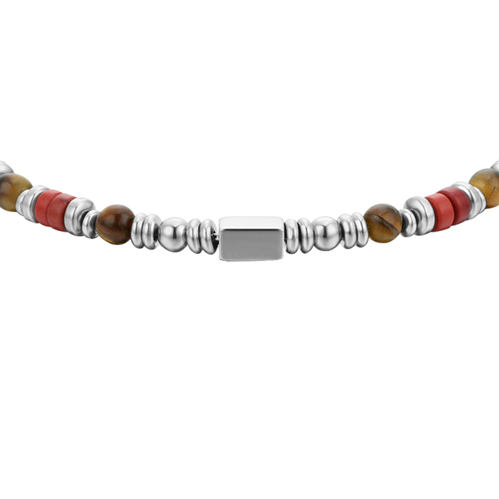 BRACCIALE UOMO IN ACCIAIO PIETRE OCCHIO DI TIGRE